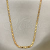 Oro Laminado Basic Necklace, Gold Filled Style Polished, Tricolor, 04.58.0016.22 (0.80 Gauge, 03 MM Thickness, 22 Inches Length)
