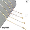 Oro Laminado Basic Necklace, Gold Filled Style Polished, Tricolor, 04.58.0016.22 (0.80 Gauge, 03 MM Thickness, 22 Inches Length)