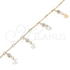 Oro Laminado Charm Anklet , Gold Filled Style Apple and Star Design, with White Crystal, Polished, Golden Finish, 03.213.0114.10 (01 MM Thickness, 10 Inches Length)