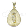 Oro Laminado Religious Pendant, Gold Filled Style San Judas Design, Polished, Golden Finish, 05.213.0099