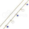 Oro Laminado Charm Anklet , Gold Filled Style Star Design, Blue Enamel Finish, Golden Finish, 03.213.0125.10 (02 MM Thickness, 10 Inches Length)