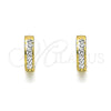 Stainless Steel Huggie Hoop, with White Crystal, Polished, Golden Finish, 02.230.0044.10