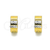 Stainless Steel Huggie Hoop, with White Crystal, Polished, Golden Finish, 02.230.0049.10
