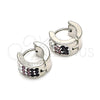 Stainless Steel Huggie Hoop, with Amethyst and White Crystal, Polished, Steel Finish, 02.230.0048.1.10