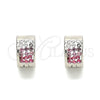 Stainless Steel Huggie Hoop, with Pink and White Crystal, Polished, Steel Finish, 02.230.0048.3.10