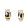 Stainless Steel Huggie Hoop, with Amethyst and White Crystal, Polished, Golden Finish, 02.230.0048.6.10