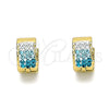 Stainless Steel Huggie Hoop, with Aqua Blue and White Crystal, Polished, Golden Finish, 02.230.0048.7.10
