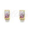 Stainless Steel Huggie Hoop, with Pink and White Crystal, Polished, Golden Finish, 02.230.0048.8.10
