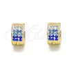 Stainless Steel Huggie Hoop, with Sapphire Blue and White Crystal, Polished, Golden Finish, 02.230.0048.9.10