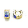 Stainless Steel Huggie Hoop, with Sapphire Blue and White Crystal, Polished, Golden Finish, 02.230.0048.9.10