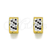Stainless Steel Huggie Hoop, with Amethyst and White Crystal, Polished, Golden Finish, 02.230.0051.4.10