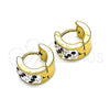 Stainless Steel Huggie Hoop, with Amethyst and White Crystal, Polished, Golden Finish, 02.230.0051.4.10