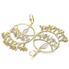 Oro Laminado Long Earring, Gold Filled Style Guadalupe and Butterfly Design, with White Crystal, Polished, Tricolor, 02.331.0032