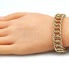 Oro Laminado Fancy Bracelet, Gold Filled Style Polished, Golden Finish, 03.331.0136.09 (12 MM Thickness, 9 Inches Length)