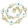 Oro Laminado Fancy Bracelet, Gold Filled Style Evil Eye and Elephant Design, White Enamel Finish, Golden Finish, 03.351.0107.3.07 (06 MM Thickness, 7 Inches Length)