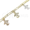 Oro Laminado Charm Bracelet, Gold Filled Style Angel Design, Polished, Tricolor, 03.351.0111.07 (04 MM Thickness, 7 Inches Length)