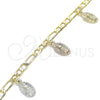 Oro Laminado Charm Bracelet, Gold Filled Style Guadalupe Design, Polished, Tricolor, 03.351.0120.08 (04 MM Thickness, 8 Inches Length)