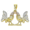 Oro Laminado Fancy Pendant, Gold Filled Style Polished, Tricolor, 05.351.0166