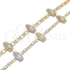 Oro Laminado Fancy Bracelet, Gold Filled Style Guadalupe Design, Polished, Tricolor, 03.380.0074.08 (04 MM Thickness, 8 Inches Length)