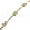 Oro Laminado Fancy Bracelet, Gold Filled Style Butterfly Design, Polished, Tricolor, 03.380.0075.08 (04 MM Thickness, 8 Inches Length)