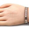 Oro Laminado Fancy Bracelet, Gold Filled Style Flower Design, Polished, Tricolor, 03.380.0077.08 (10 MM Thickness, 8 Inches Length)