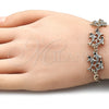 Oro Laminado Fancy Bracelet, Gold Filled Style Dolphin Design, with White and Black Crystal, Polished, Golden Finish, 03.380.0088.08 (04 MM Thickness, 8 Inches Length)