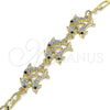 Oro Laminado Fancy Bracelet, Gold Filled Style Dolphin Design, with White and Black Crystal, Polished, Golden Finish, 03.380.0088.08 (04 MM Thickness, 8 Inches Length)