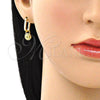 Oro Laminado Huggie Hoop, Gold Filled Style Lock Design, with White Micro Pave, Polished, Golden Finish, 02.368.0020.10