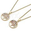Oro Laminado Pendant Necklace, Gold Filled Style Tree Design, with White Cubic Zirconia, Polished, Golden Finish, 04.156.0386 (02 MM Thickness, 20 Inches Length)