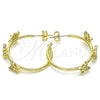 Oro Laminado Stud Earring, Gold Filled Style Butterfly Design, with White Micro Pave, Polished, Golden Finish, 02.341.0091