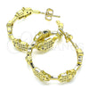Oro Laminado Stud Earring, Gold Filled Style Hand of God Design, with White Micro Pave, Polished, Golden Finish, 02.341.0094