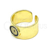 Oro Laminado Multi Stone Ring, Gold Filled Style Evil Eye Design, with Blue Topaz and White Micro Pave, Polished, Golden Finish, 01.341.0033 (One size fits all)