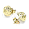 Oro Laminado Stud Earring, Gold Filled Style Ball Design, Diamond Cutting Finish, Golden Finish, 02.100.0117.1
