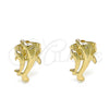 Oro Laminado Stud Earring, Gold Filled Style Dolphin Design, Polished, Golden Finish, 02.100.0128