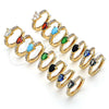 Oro Laminado Huggie Hoop, Gold Filled Style Teardrop Design, with Turquoise Cubic Zirconia and White Micro Pave, Polished, Golden Finish, 02.210.0479.1.15