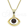 Oro Laminado Pendant Necklace, Gold Filled Style Evil Eye Design, Polished, Golden Finish, 04.351.0027.1.20 (02 MM Thickness, 20 Inches Length)