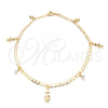 Oro Laminado Charm Anklet , Gold Filled Style Little Girl and Little Boy Design, Polished, Golden Finish, 03.58.0014.10 (04 MM Thickness, 10 Inches Length)