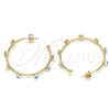 Oro Laminado Medium Hoop, Gold Filled Style Evil Eye Design, White Enamel Finish, Golden Finish, 02.213.0219.1.30