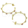 Oro Laminado Medium Hoop, Gold Filled Style Evil Eye Design, Red Enamel Finish, Golden Finish, 02.213.0219.2.30