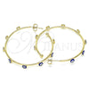 Oro Laminado Medium Hoop, Gold Filled Style Evil Eye Design, Blue Enamel Finish, Golden Finish, 02.213.0219.40
