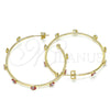 Oro Laminado Medium Hoop, Gold Filled Style Evil Eye Design, Red Enamel Finish, Golden Finish, 02.213.0219.2.40
