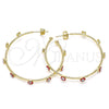 Oro Laminado Medium Hoop, Gold Filled Style Evil Eye Design, Red Enamel Finish, Golden Finish, 02.213.0219.2.40