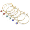 Oro Laminado Medium Hoop, Gold Filled Style Evil Eye Design, Blue Enamel Finish, Golden Finish, 02.213.0220.40