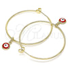 Oro Laminado Medium Hoop, Gold Filled Style Evil Eye Design, Red Enamel Finish, Golden Finish, 02.213.0220.2.40