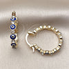 Oro Laminado Small Hoop, Gold Filled Style Evil Eye Design, with White Crystal, Blue Enamel Finish, Golden Finish, 02.213.0223.1.25