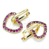 Oro Laminado Huggie Hoop, Gold Filled Style Heart Design, with Ruby Cubic Zirconia, Polished, Golden Finish, 02.210.0485.1.12