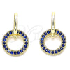 Oro Laminado Huggie Hoop, Gold Filled Style with Sapphire Blue Cubic Zirconia, Polished, Golden Finish, 02.210.0486.2.12