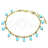 Oro Laminado Charm Anklet , Gold Filled Style with Turquoise Crystal, Polished, Golden Finish, 03.383.0011.10 (03 MM Thickness, 10 Inches Length)