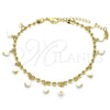 Oro Laminado Charm Anklet , Gold Filled Style with White Crystal, Polished, Golden Finish, 03.383.0011.2.10 (03 MM Thickness, 10 Inches Length)