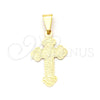 Oro Laminado Religious Pendant, Gold Filled Style Cross Design, Polished, Golden Finish, 05.02.0065